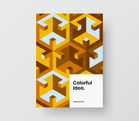 Trendy mosaic shapes company brochure concept. Clean book cover A4 vector design layout.