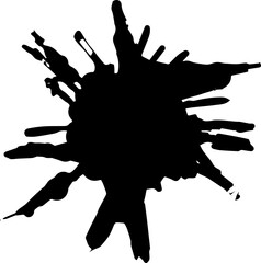 Black ink splatter, paint splash., design element.