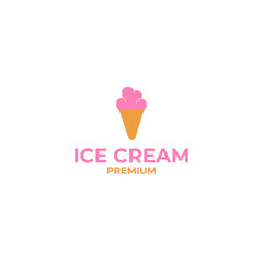 Vector cute ice cream logo design concept template illustration