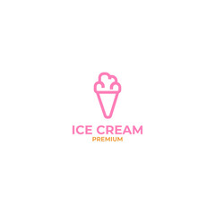 Vector cute ice cream logo design concept template illustration