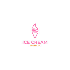Vector cute ice cream logo design concept template illustration