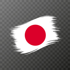 Japan national flag. Grunge brush stroke. Vector illustration on transparent background.
