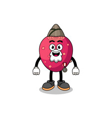 Character cartoon of prickly pear as a veteran