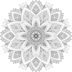 Circular Mandala pattern for tattoo, decoration premium product poster or painting. Decorative ornament in ethnic oriental style. Outline doodle hand draw illustration.