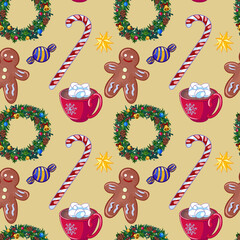 Winter pattern. Merry Christmas. Happy New Year