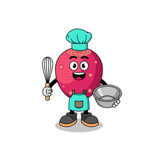 Illustration of prickly pear as a bakery chef