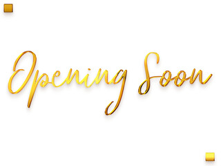 Fototapeta premium Opening Soon Invitation of Gold Cursive Typography Text Transparent PNG