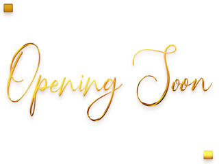 Fototapeta na wymiar Opening Soon Invitation of Gold Cursive Typography Text Transparent PNG