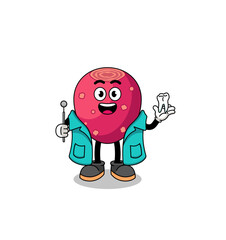 Illustration of prickly pear mascot as a dentist