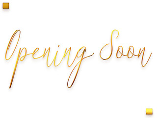 Opening Soon Invitation of Gold Cursive Typography Text Transparent PNG