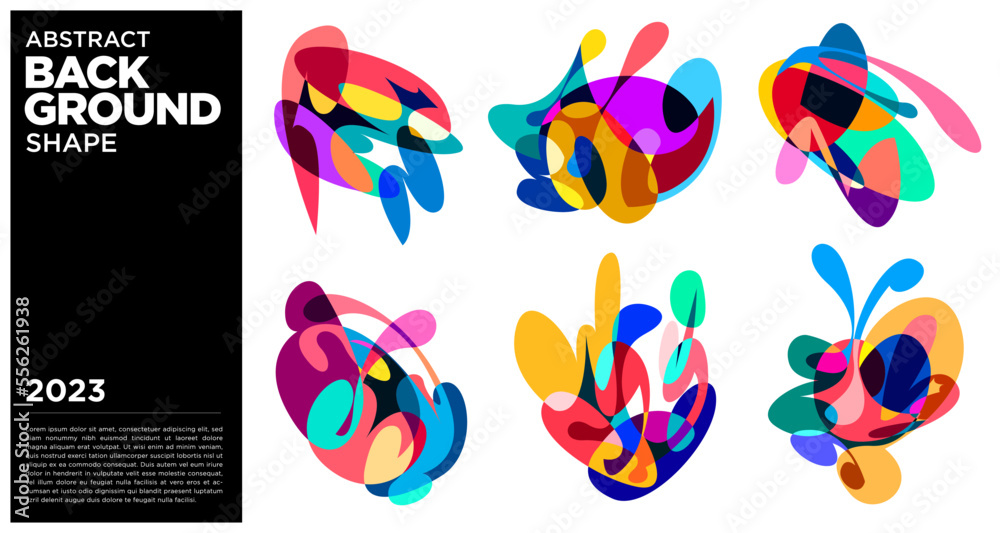 Poster vector colorful abstract wave and fluid background vector set 2023