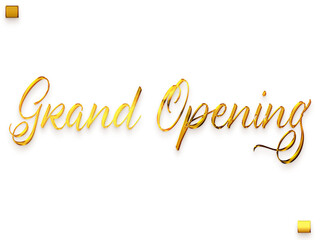 Grand Opening Invitation of Transparent PNG Gold Cursive Calligraphy Text
