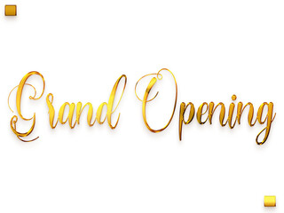 Grand Opening Invitation of Transparent PNG Gold Cursive Calligraphy Text