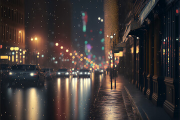 Obraz premium New year celebration on streets with night city lights