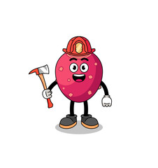 Fototapeta premium Cartoon mascot of prickly pear firefighter