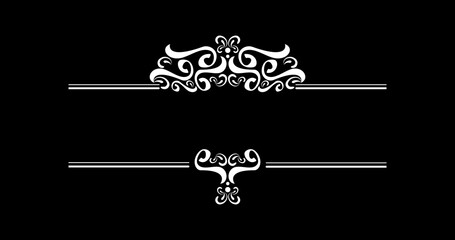 Vintage Title Border Frame For Design Elements vector in white color on the black background - obrazy, fototapety, plakaty