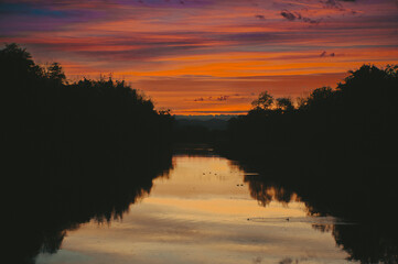sunset over the river