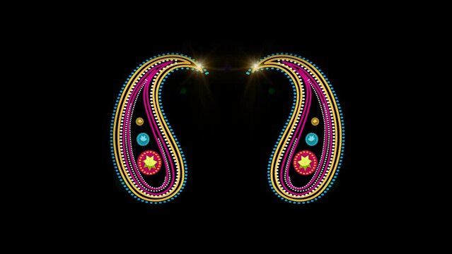 Abstract ornamental digital hand drawn gold color mandala footage. Floral vintage decorative element's oriental mandala pattern with diya. usable for festival light, diwali, wedding background. 