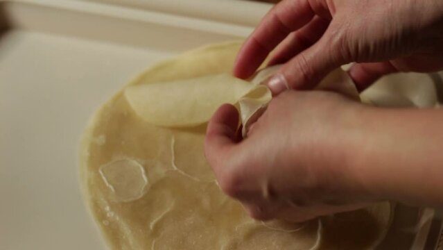 Homemade phyllo dough. Base for classic spring rolls and shrimp rolls