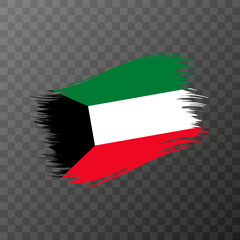 Kuwait national flag. Grunge brush stroke. Vector illustration on transparent background.