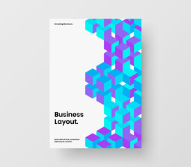 Minimalistic geometric hexagons front page layout. Bright presentation A4 design vector illustration.