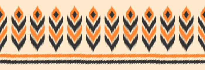 Border ethnic ikat pattern art. folk embroidery, and Mexican style. Aztec geometric ornament print. Design for background, illustration, fabric, clothing, textile, print, batik.