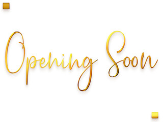 Fototapeta na wymiar Opening Soon Invitation of Transparent PNG Gold Typography Cursive Text