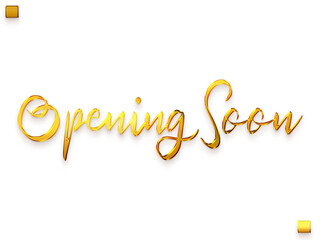 Fototapeta na wymiar Opening Soon Invitation of Transparent PNG Gold Typography Text