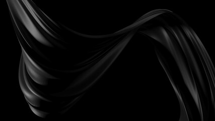 Rippled black silk fabric. Design background