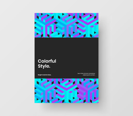 Minimalistic book cover vector design illustration. Abstract geometric hexagons handbill layout.
