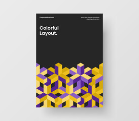 Multicolored geometric pattern corporate identity layout. Amazing journal cover A4 design vector illustration.