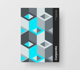 Bright front page A4 vector design layout. Unique geometric tiles pamphlet template.