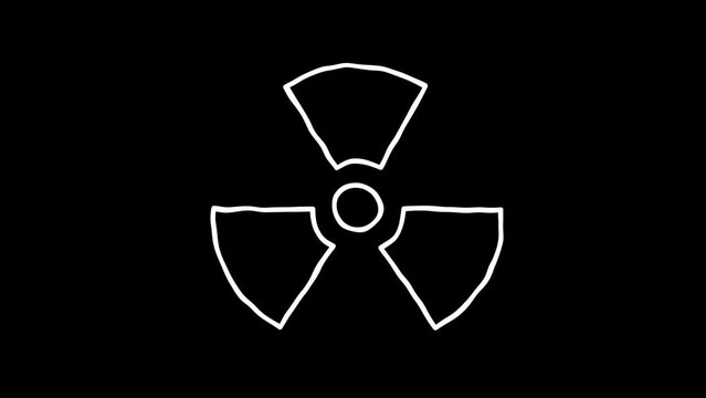 radiation warning sign animation. White Highlight Elements. Doodle loop animation.  doodle style on transparent background. Jittery Artistic Motion. scribble animation. 