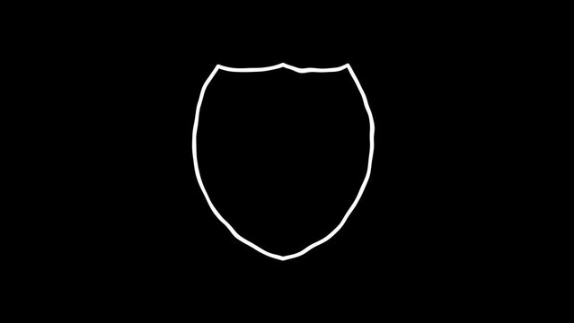 black and white shield isolated animation. White Highlight Elements. Doodle loop animation.  doodle style on transparent background. Jittery Artistic Motion. scribble animation. 
