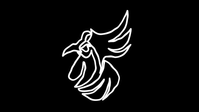 black and white bird. White Highlight Elements. Doodle loop animation.  doodle style on transparent background. Jittery Artistic Motion. scribble animation. 