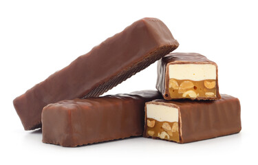 Chocolate with nuts isolated.