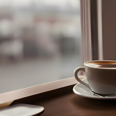 テーブルに置かれたコーヒー,おしゃれなカフェのイメージ, Generative, AI
