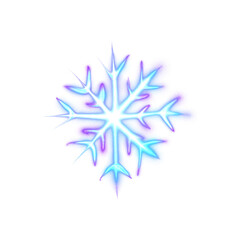 Obraz premium Blue glowing transparent snowflake, isolated icon. Merry Christmas and Happy New Year. Simple neon light. Shining winter, xmas lamp. Fluorescent, luminescent illumination. Png