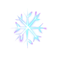 Obraz premium Blue glowing transparent snowflake, isolated icon. Merry Christmas and Happy New Year. Simple neon light. Shining winter, xmas lamp. Fluorescent, luminescent illumination. Png