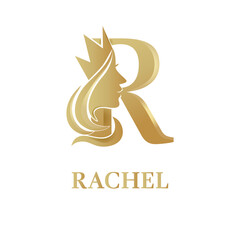 Obraz premium initial R luxury beauty queen woman face with crown logo design vector inspiration. consisting of letter R with lady face and crown