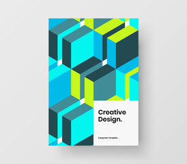 Fresh mosaic hexagons brochure concept. Simple placard A4 design vector template.