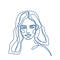 Woman Monoline Face Portrait Abstract Aesthetic Minimalist Poster Decoration Element Icon Vector Illustration Pattern Background