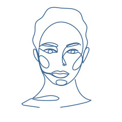 Woman Monoline Face Portrait Abstract Aesthetic Minimalist Poster Decoration Element Icon Vector Illustration Pattern Background