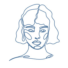 Woman Monoline Face Portrait Abstract Aesthetic Minimalist Poster Decoration Element Icon Vector Illustration Pattern Background