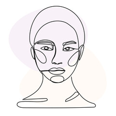 Woman Monoline Face Portrait Abstract Aesthetic Minimalist Poster Decoration Element Icon Vector Illustration Pattern Background