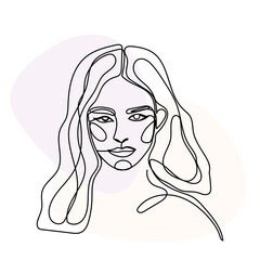 Woman Monoline Face Portrait Abstract Aesthetic Minimalist Poster Decoration Element Icon Vector Illustration Pattern Background