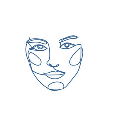 Woman Monoline Face Portrait Abstract Aesthetic Minimalist Poster Decoration Element Icon Vector Illustration Pattern Background