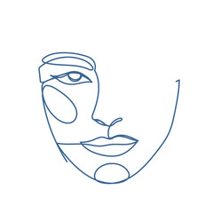 Woman Monoline Face Portrait Abstract Aesthetic Minimalist Poster Decoration Element Icon Vector Illustration Pattern Background
