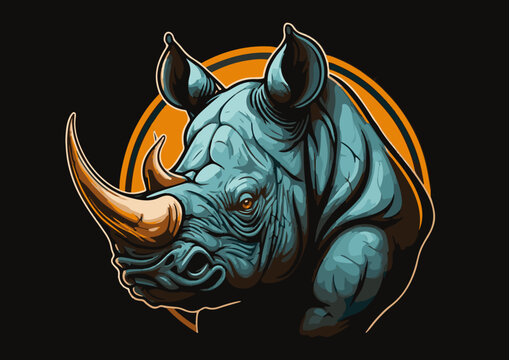 mascot logo of rhino vector 