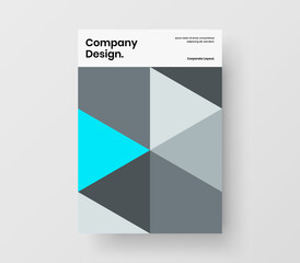 Trendy leaflet A4 vector design template. Bright mosaic hexagons handbill concept.